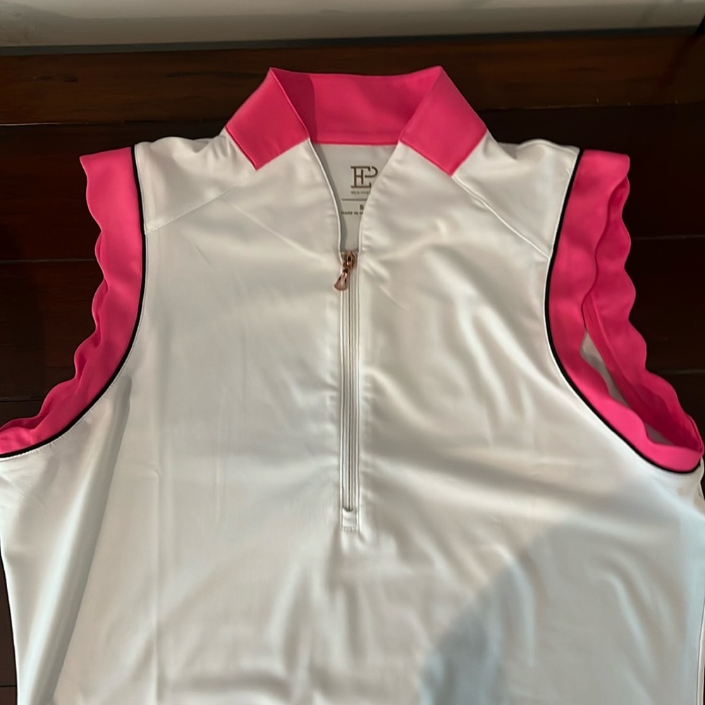 White and pink golf shirt sleeveless EP size small